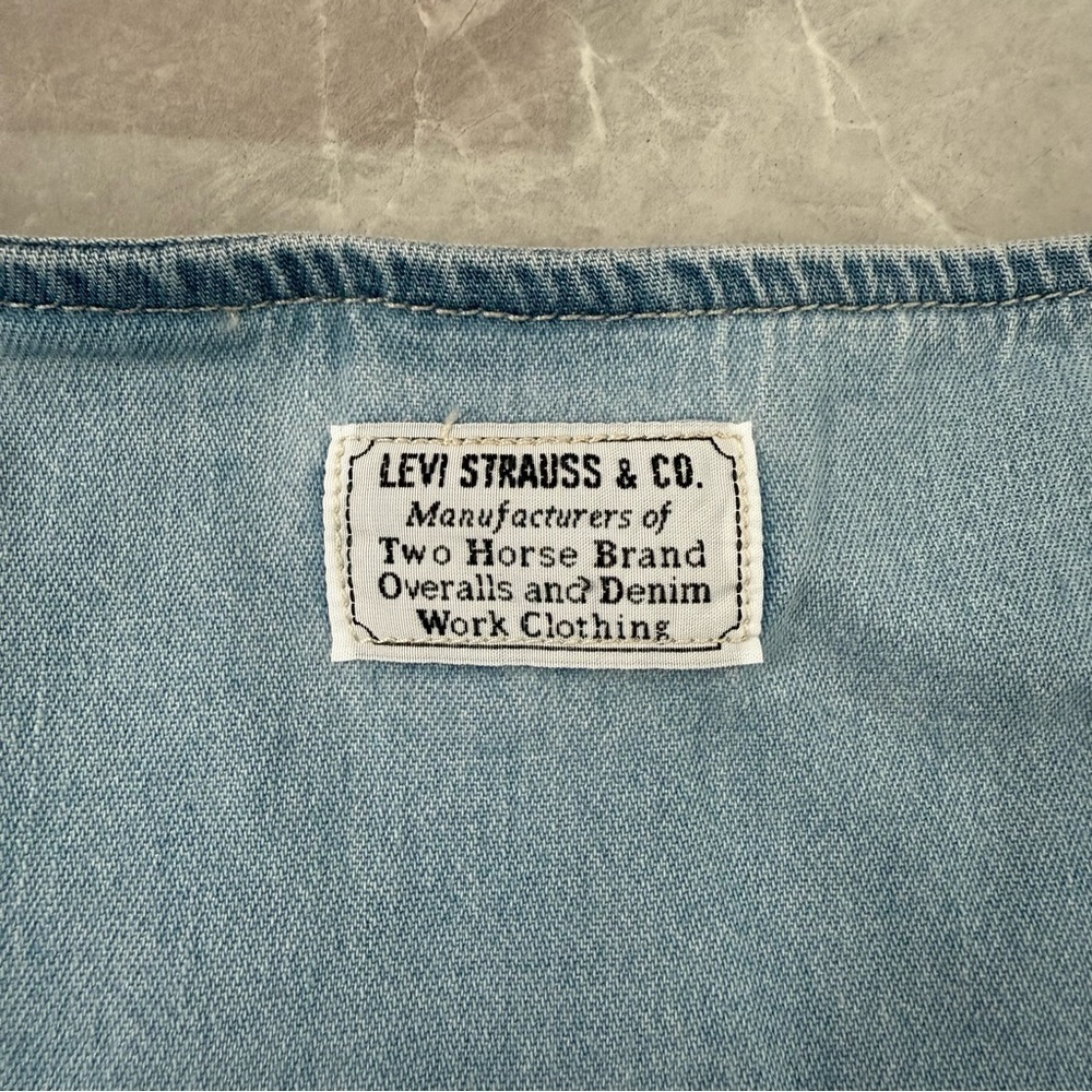 Women’s Levi’s Ophelia Short Sleeve Denim Corset Top Light Wash Cotton Small - Picture 9 of 16